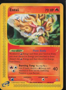 Entei 10 Rare Aquapolis Pokemon Moderately Played - Image 1