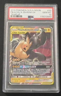 PSA 10 POKEMON PIKACHU & ZEKROM GX TAG TEAM #33/181 TEAM UP - Image 1