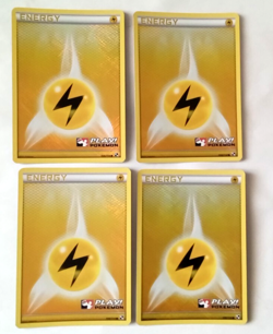 4 BRAND NEW YELLOW Energy Play Pokemon League Promo Cross Hatch Holo TCG Card - Image 1
