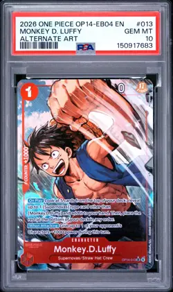 2026 ONE PIECE OP14-EB04-THE AZURE SEA'S SEVEN #013 MONKEY D. LUFFY PSA 10 ENG - Image 1