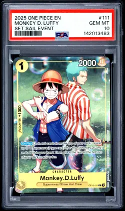 Monkey D. Luffy PSA10 2025 One Piece Promos Set Sail Event #111 - Image 1
