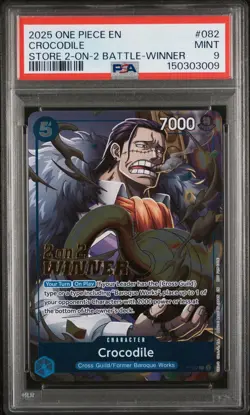 2025 One Piece English Store (2-On-2 Battle-Winner) #082 Crocodile Card PSA 9 💎 - Image 1