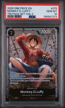 2026 One Piece Monkey D. Luffy (Tin Pack Set Vol. 2) P-075 Promo Foil PSA 10 - Image 2