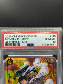 2025 ONE PIECE OP10 - ROYAL BLOOD ALTERNATE ART #118 MONKEY D. LUFFY PSA 10 - Image 2