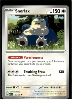Pokemon Snorlax 143/165 151 Non Holo UnCommon 5 Card Lot - Image 1