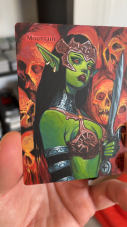 Magic MTG Altered Painted Mountain Goblin Anime Girl by white_alters - Image 2