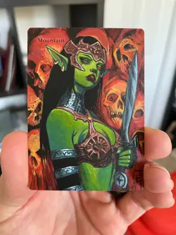 Magic MTG Altered Painted Mountain Goblin Anime Girl by white_alters - Image 4