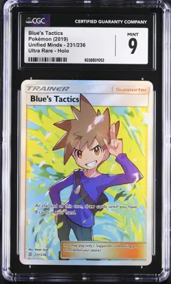 Pokemon Blue's Tactics 231/236 - S&M Unified Minds Full Art Trainer - CGC 9 - Image 1