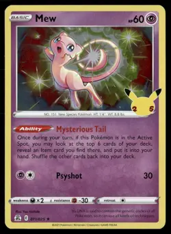 Mew Celebrations 011/025 Rare Holo Pokemon Holo Near Mint - Image 1