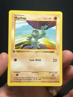 Pokemon TCG Machop 052/102 Base Set (Shadowless) 1st Edition LP - Image 1