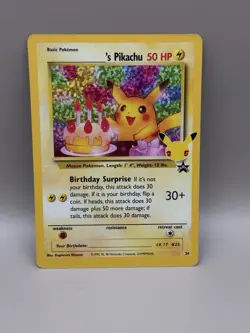Pokemon TCG - Celebrations PROMO Birthday Pikachu #24 25th Anniversary - Image 1