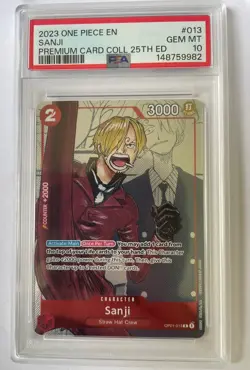 One Piece 2023 Sanji OP01-013 Premium Collection 25th Edition GEM MT PSA 10 P1 - Image 1