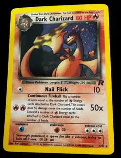 Dark Charizard 4/82 Holo Team Rocket LP Half Swirl Pokemon Card - Image 1