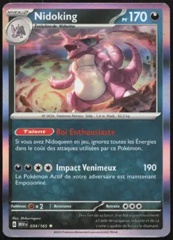 Carte Pokemon Nidoking 034/165 HOLO Pokemon 151 Francais - Image 1