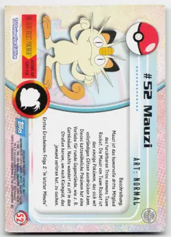 Mauzi 52 Holo - Topps Series 1 Blaues Logo - DE - PL - Pokemon - Image 2