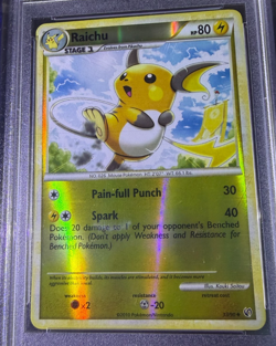 2010 Pokemon PSA 9 Raichu HeartGold & SoulSilver Undaunted #33 Pokemon Card FOIL - Image 1