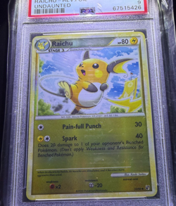 2010 Pokemon PSA 9 Raichu HeartGold & SoulSilver Undaunted #33 Pokemon Card FOIL - Image 2