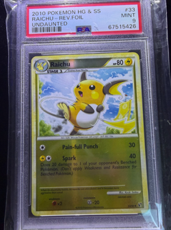 2010 Pokemon PSA 9 Raichu HeartGold & SoulSilver Undaunted #33 Pokemon Card FOIL - Image 3