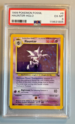 Pokemon Card 1999 Fossil HAUNTER Holo 6/64 PSA 6 - Image 1