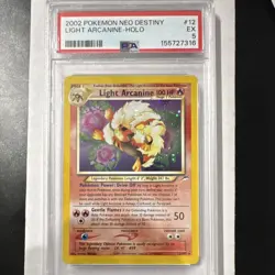 2002 Pokemon NEO DESTINY LIGHT ARCANINE HOLO #12 PSA 5 - Image 1