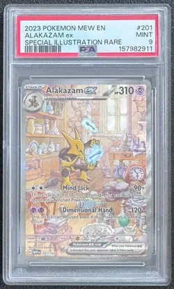2023 POKEMON MEW EN-151 SPECIAL ILLUSTRATION RARE #201 ALAKAZAM EX PSA 9 - Image 1
