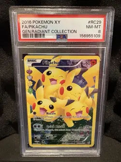 2016 POKEMON XY GENERATIONS RADIANT COLL #RC29 FULL ART/PIKACHU PSA 8 - Image 1