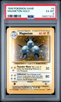 1999 Pokemon Base Set Unlimited - Magneton 9/102 - Holo - PSA Graded: 6 - Image 1