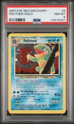 Pokemon TCG Politoad 8/75 Neo Discovery Holo Rare PSA 8 - Image 1