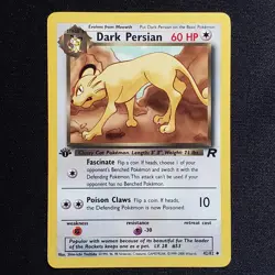 Dark Persian 42/82 1st Edition Uncommon Team Rocket Pokemon Moderately Played - Image 1