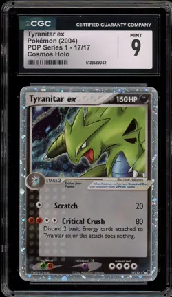 Pokemon Tyranitar ex POP Series 1 Cosmos Holo Rare #17 CGC 9 Mint - Image 1