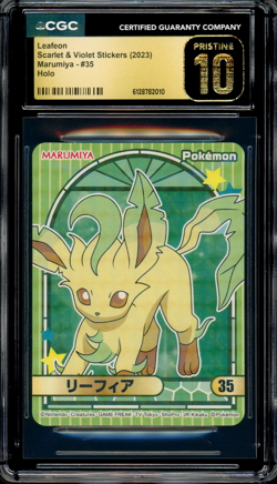 CGC 10 Pristine JPN Leafeon Holo S&V Marumiya Sticker #35 Pokemon - Image 1