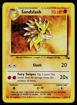 SANDSLASH 41/62 UNCOMMON FOSSIL POKEMON UNLIMITED NM - Image 1