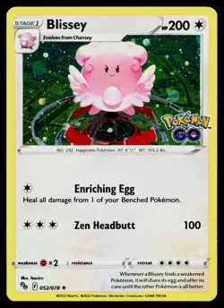 Blissey 052/078 Cosmo Holo Holo Rare Pokemon GO Pokemon Near Mint - Image 1