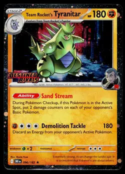 Team Rocket's Tyranitar (Prerelease) 096/182 Cosmo Holo Pokemon Near Mint - Image 1