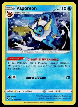Vaporeon 030/185 Cosmo Holo Promo Pokemon Near Mint - Image 1