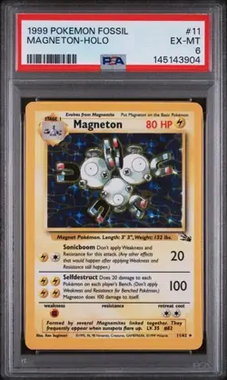 1999 POKEMON FOSSIL SET UNLIMITED #11 MAGNETON HOLO - PSA 6 - Image 1