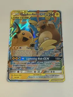 Pokemon TCG Raichu & Alolan Raichu GX 54/236 Unified Minds TAG TEAM UR Holo C - Image 1