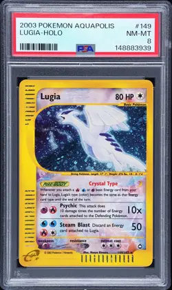 2003 POKEMON AQUAPOLIS #149 LUGIA-HOLO PSA 8 - Image 1