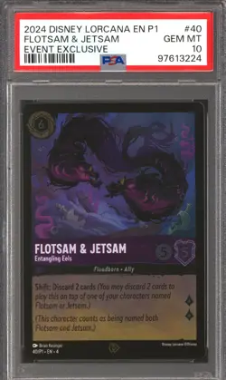 Disney Lorcana Promo EN 40 P1 Flotsam & Jetsam Entangled Eels PSA 10 GEM MINT - Image 1
