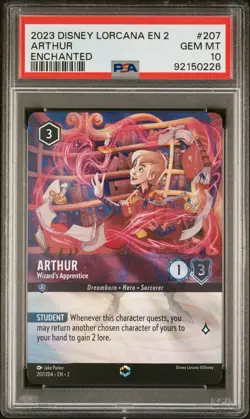 Disney Lorcana Arthur Wizard's Apprentice Enchanted #213/204 PSA 10 - Image 3