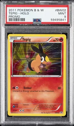 2011 POKEMON BLACK & WHITE PROMO #BW02 TEPIG-HOLO PSA 9 - Image 1