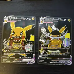 Pikachu One Piece White + Black Beard Newgate, Teach Doujin ACG HOLO Card NM - Image 1