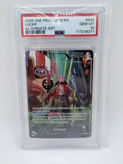 Bandai One Piece Card Game Usopp OP10-042 Royal Blood Alt Art Foil PSA 10 - Image 1
