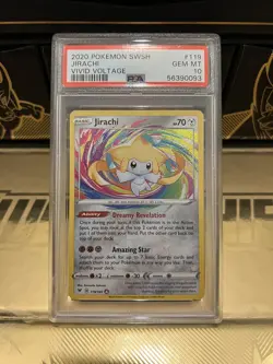 2020 Pokemon Sword & Shield Vivid Voltage Amazing Rare 119 Jirachi PSA 10 - Image 1