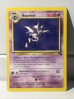 Pokemon TCG Haunter Fossil Set Unlimited Rare Non-Holo Card 21/62 LP - Image 1