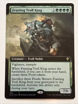 MTG Throne of Eldraine Feasting Troll King Extended Art Foil 368 NM Rare - Image 1