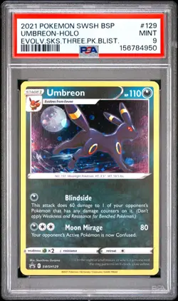 2021 POKEMON SWSH BLACK STAR PROMO #129 UMBREON-HOLO PSA 9 - Image 1