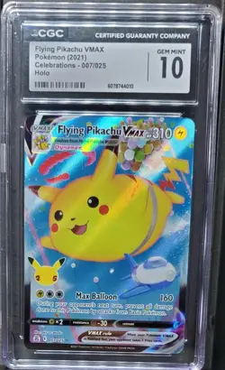 CGC 10 Flying Pikachu VMAX 007/025 Celebrations Holo Pokemon - Image 1