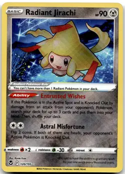 Radiant Jirachi 120/195 Radiant Rare Silver Tempest Pokemon Near Mint - Image 1