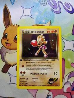 POKEMON Rocket’s Hitmonchan 11/132 Gym Hero’s 1st Edition VLP-NM - Image 1